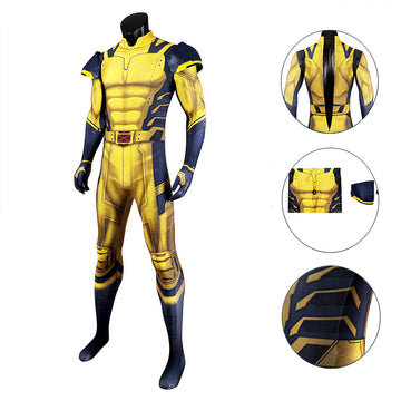 Movie Deadpool 3 Wolverine Yellow Suit Superhero Hugh Jackman Wolverine Cosplay Costume